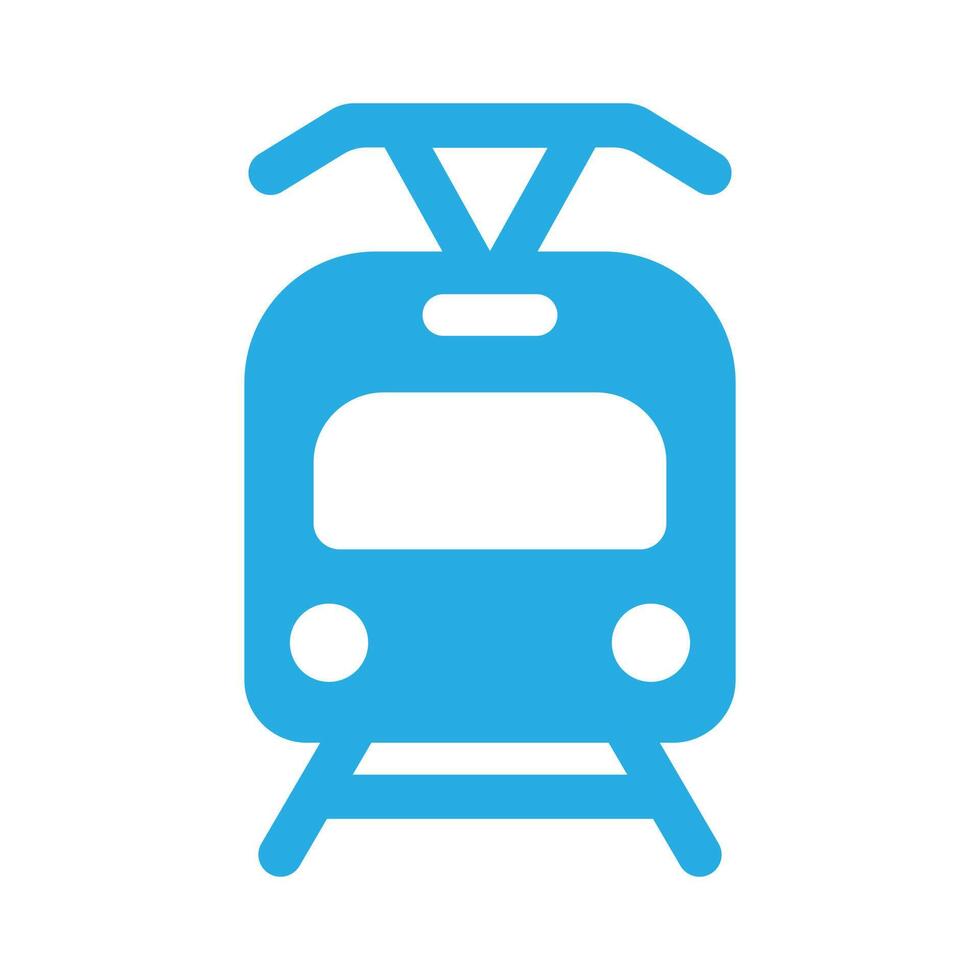 eps10 blue vector tram icon or logo in simple flat trendy modern style