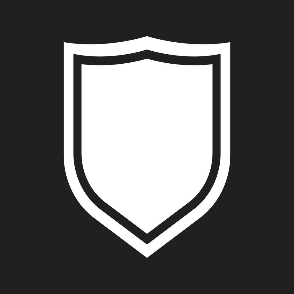 eps10 vector blanco escudo icono sólido o logotipo en estilo moderno plano simple aislado en fondo negro