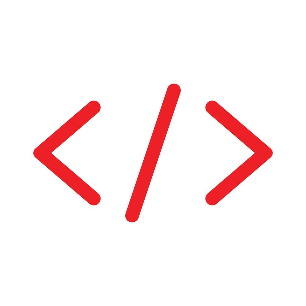 eps10 icono de arte de línea de código vectorial rojo o logotipo en estilo moderno plano simple aislado en fondo blanco vector