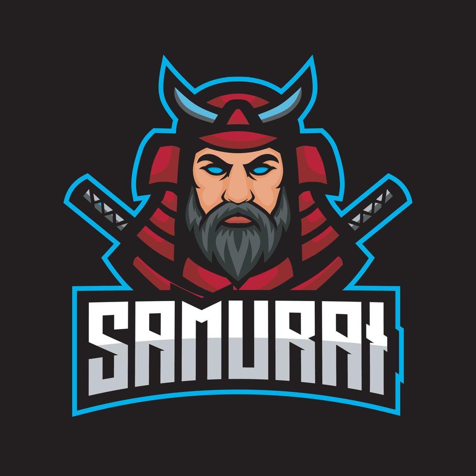 vector de diseño de logotipo de juego de mascota samurai