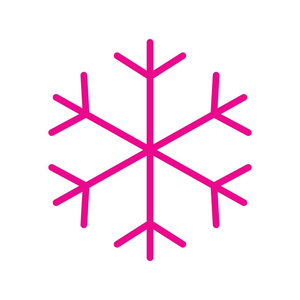 eps10 pink vector snowflake icon or logo in simple flat trendy modern style isolated on white background
