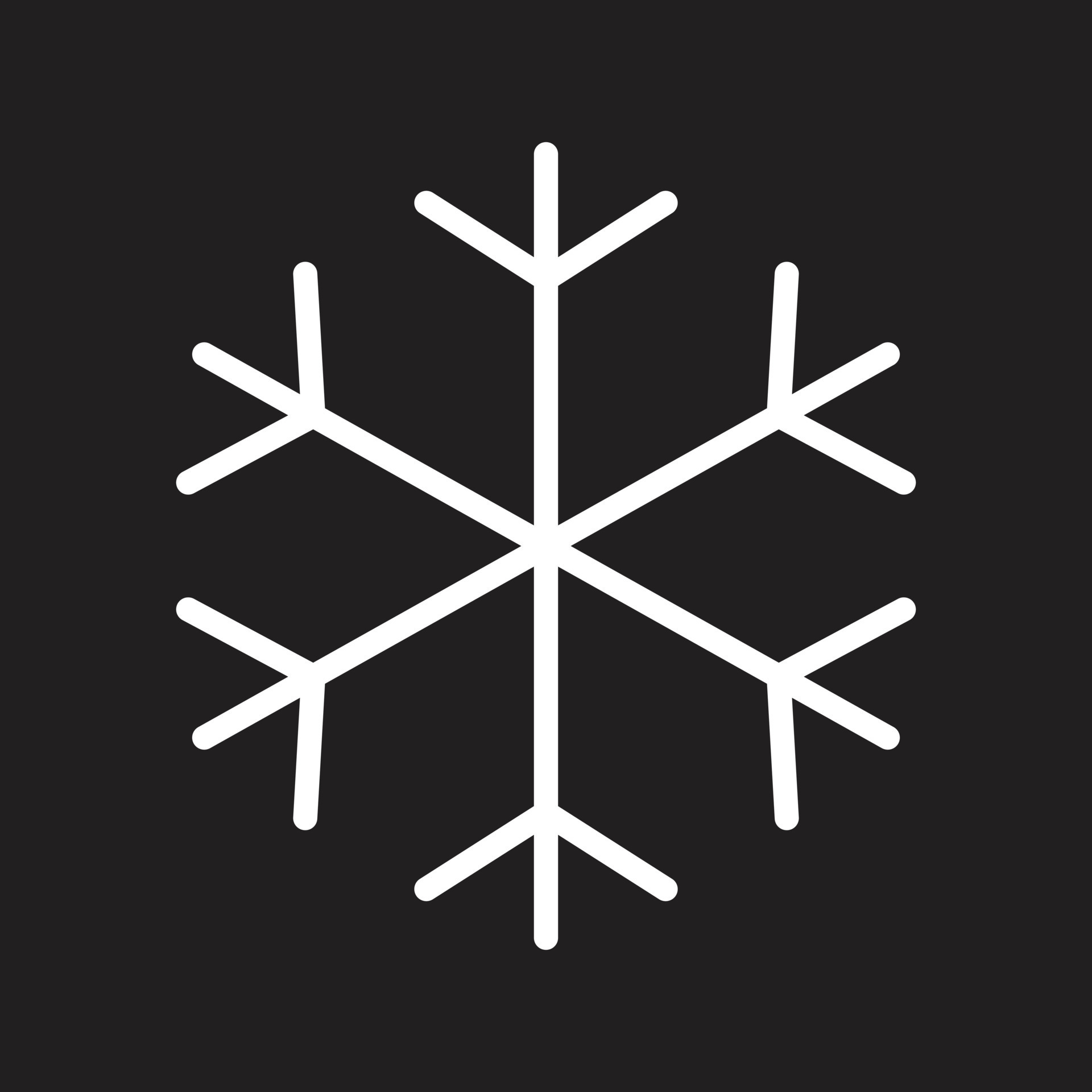 eps10 white vector snowflake icon or logo in simple flat trendy modern