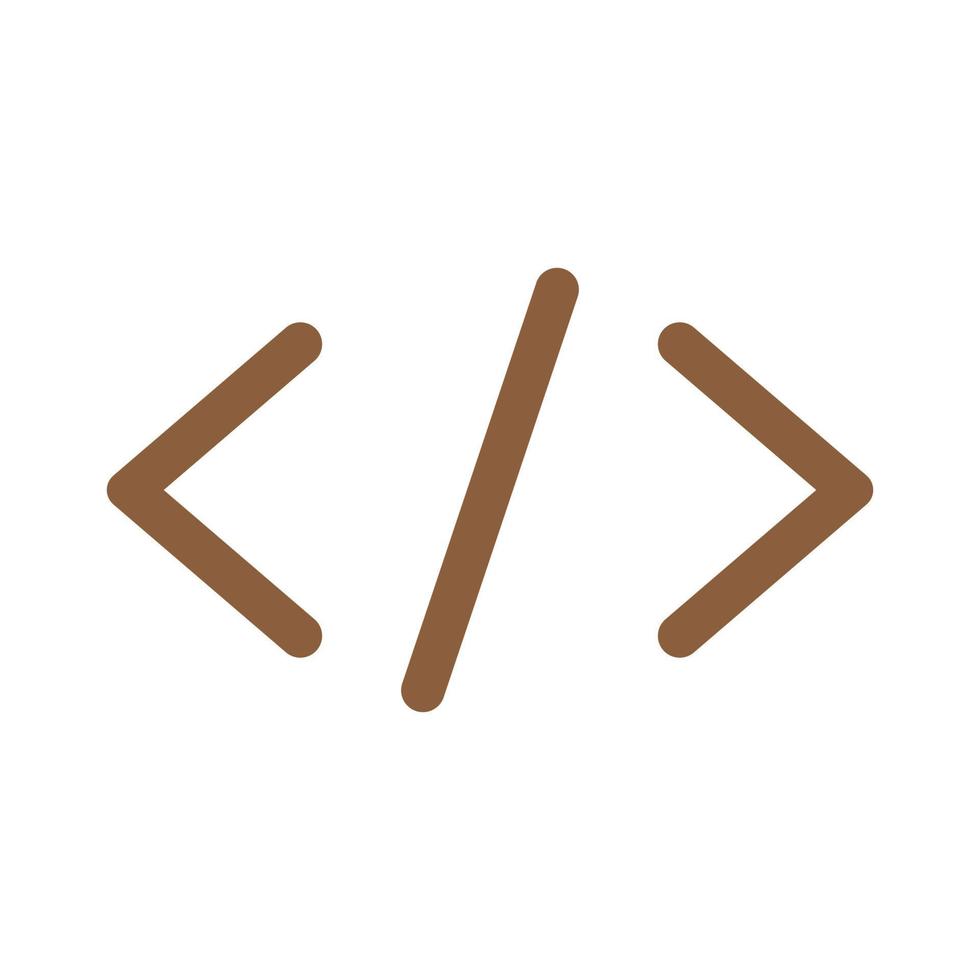 eps10 icono de arte de línea de código vectorial marrón o logotipo en estilo moderno plano simple aislado en fondo blanco vector