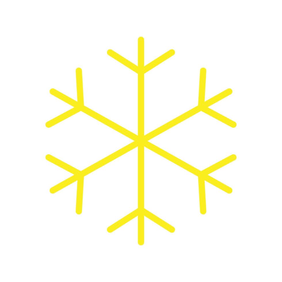 eps10 yellow vector snowflake icon or logo in simple flat trendy modern style isolated on white background