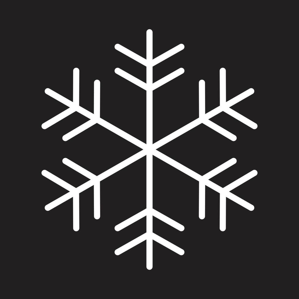 eps10 icono de copo de nieve de vector blanco o logotipo en un estilo moderno plano simple aislado en fondo negro