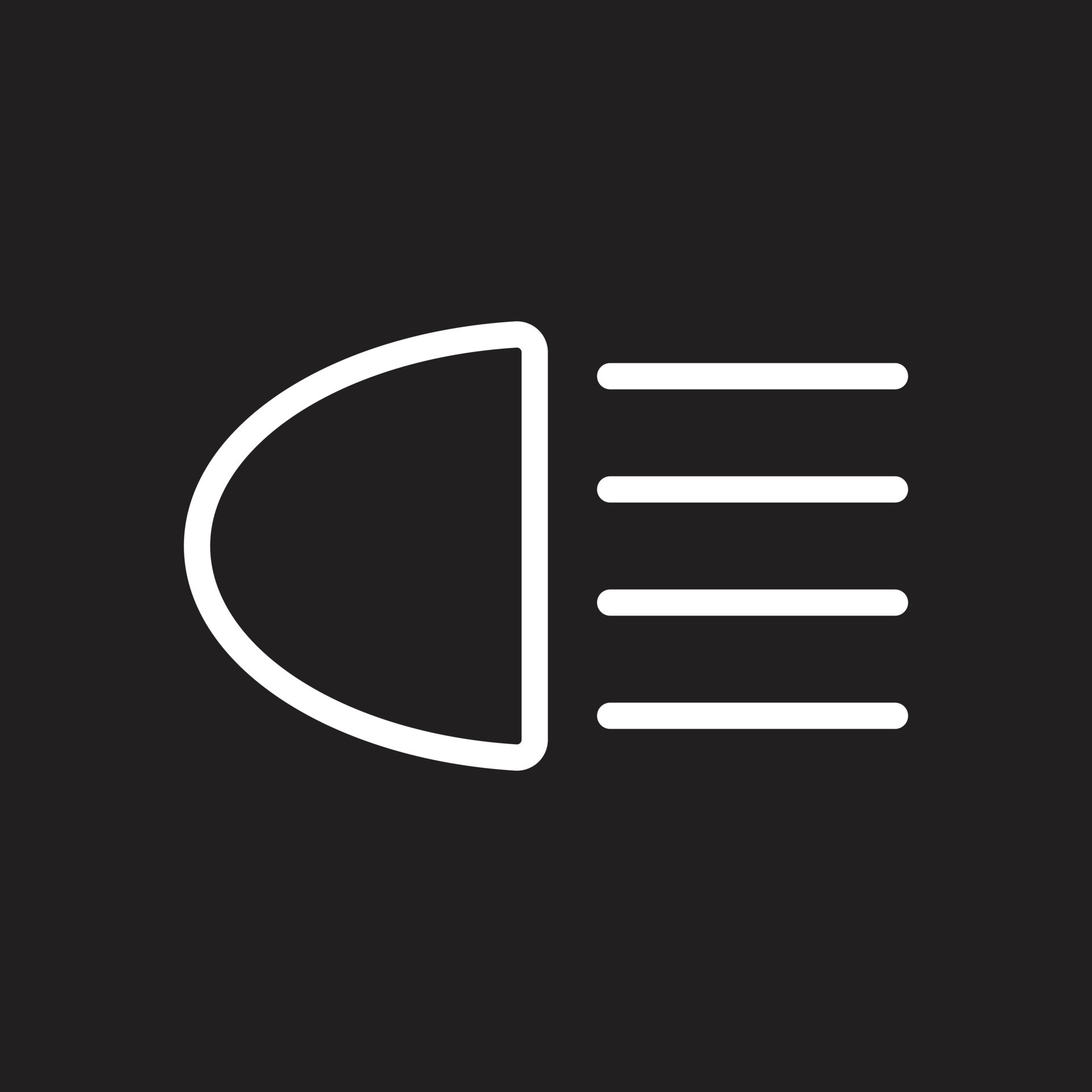 eps10 white vector headlight signal line art icon or logo in simple