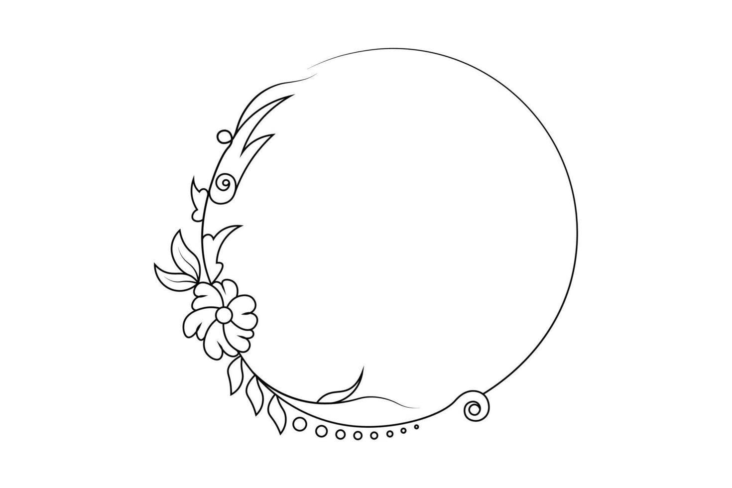 outline flower circle  frame, floral rounded frame, free vector