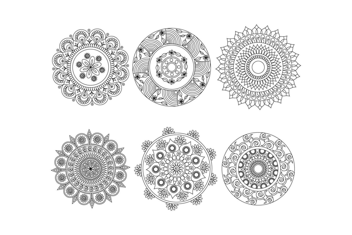 floral outline mandala set, hand drawing mandala, free vector