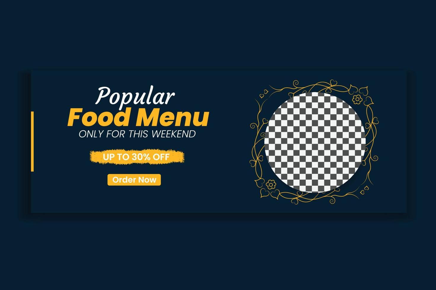 food social media cover template, restaurant food web banner design, social media template. free vector