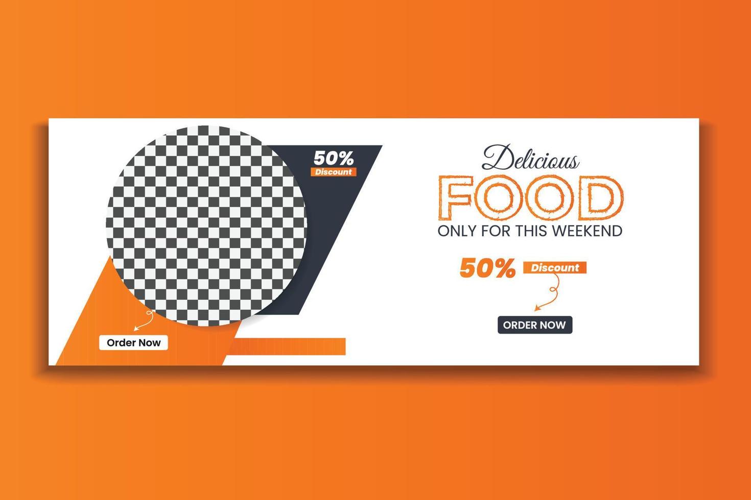 food social media cover template, restaurant food web banner design, social media template. free vector