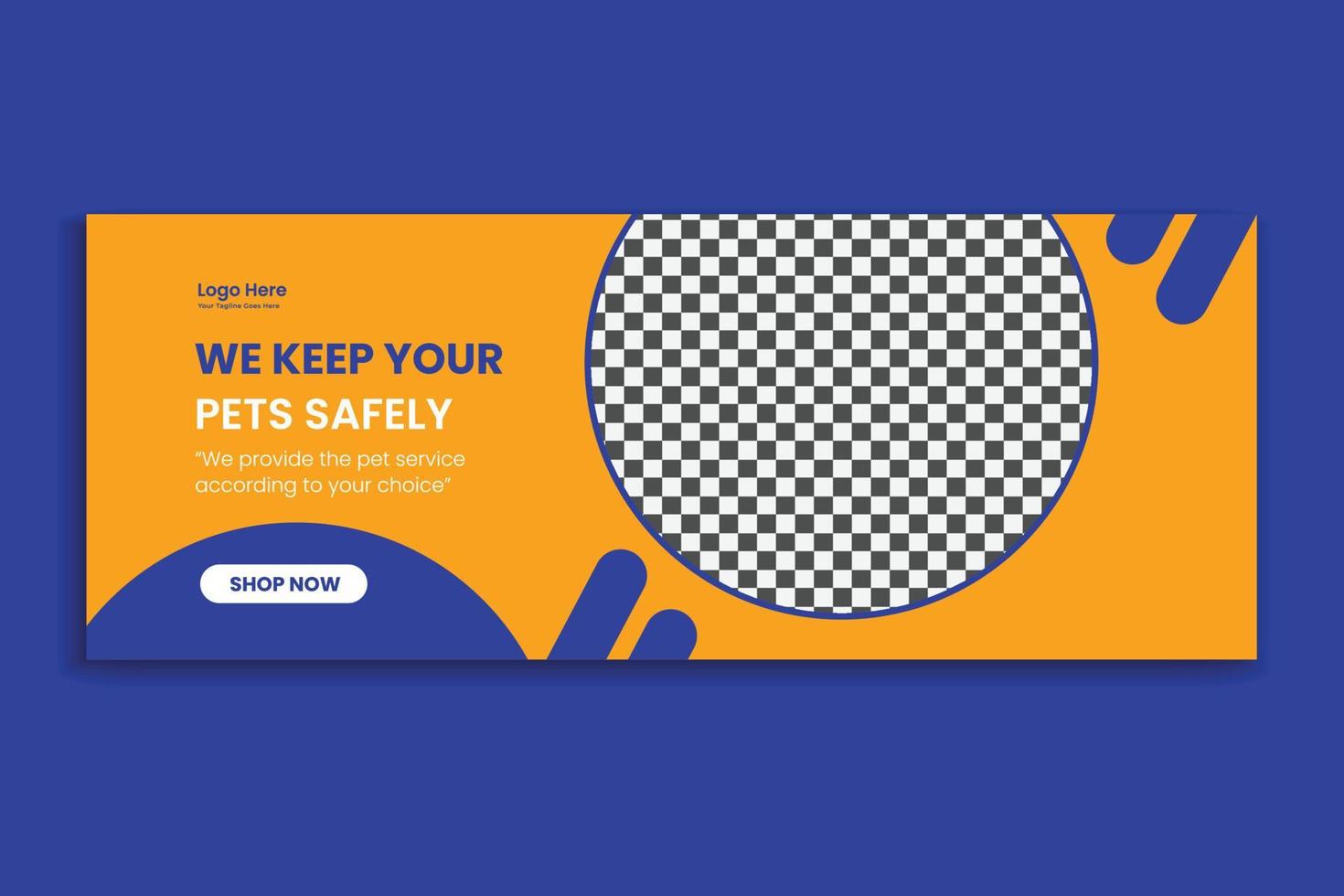 pet social media cover template,  web banner design, social media template, free vector