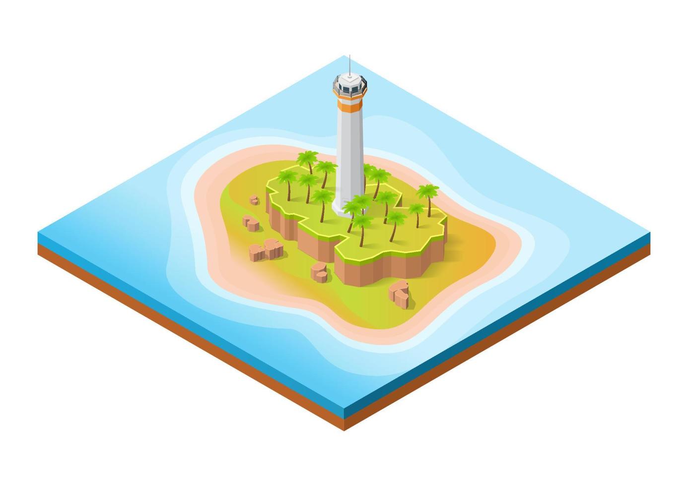 isla isométrica del faro vector