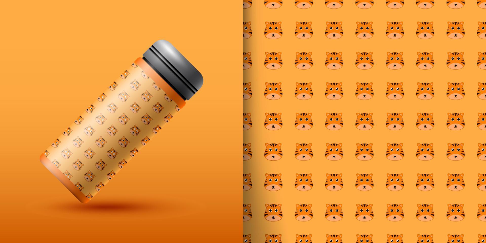 Tiger seamless pattern with bottle vector