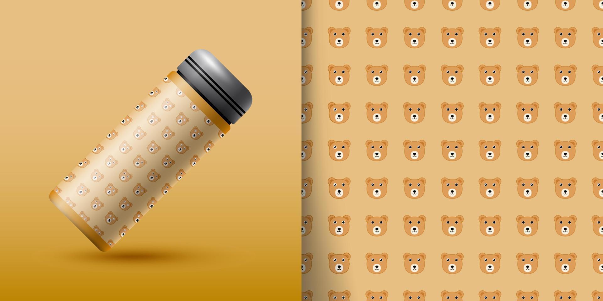 Bear seamless pattern with bottle vector