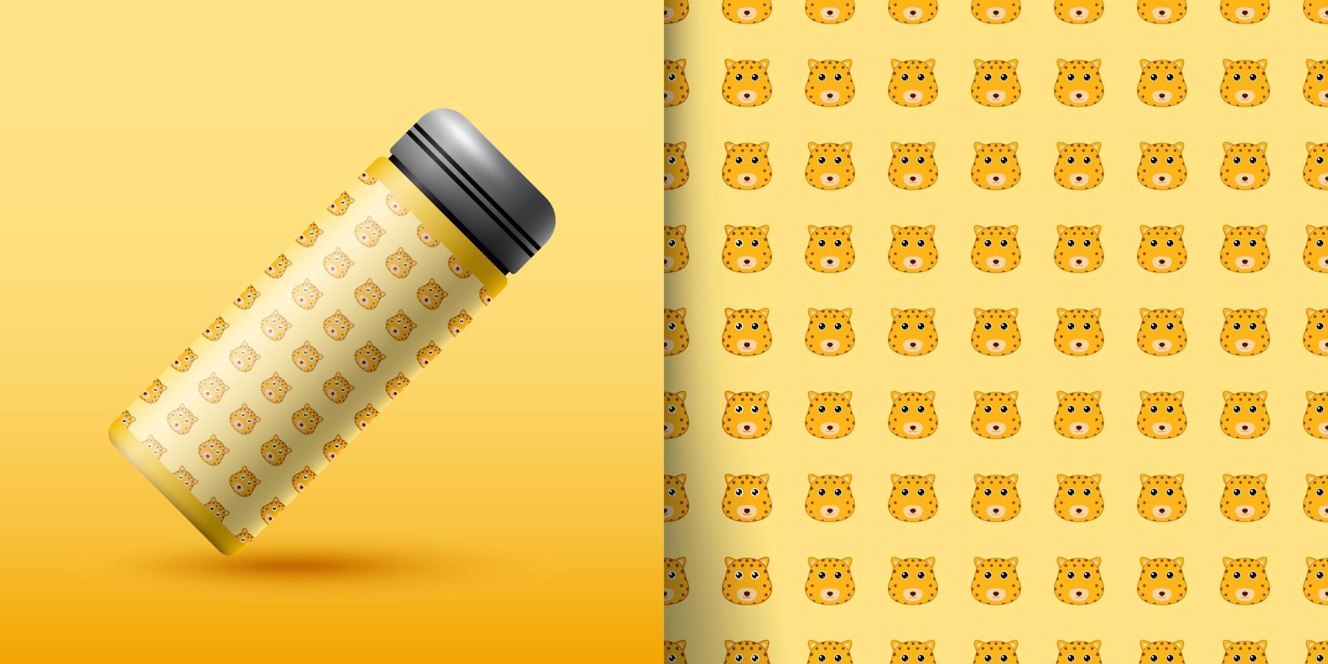 Leopard seamless pattern with bottle vector