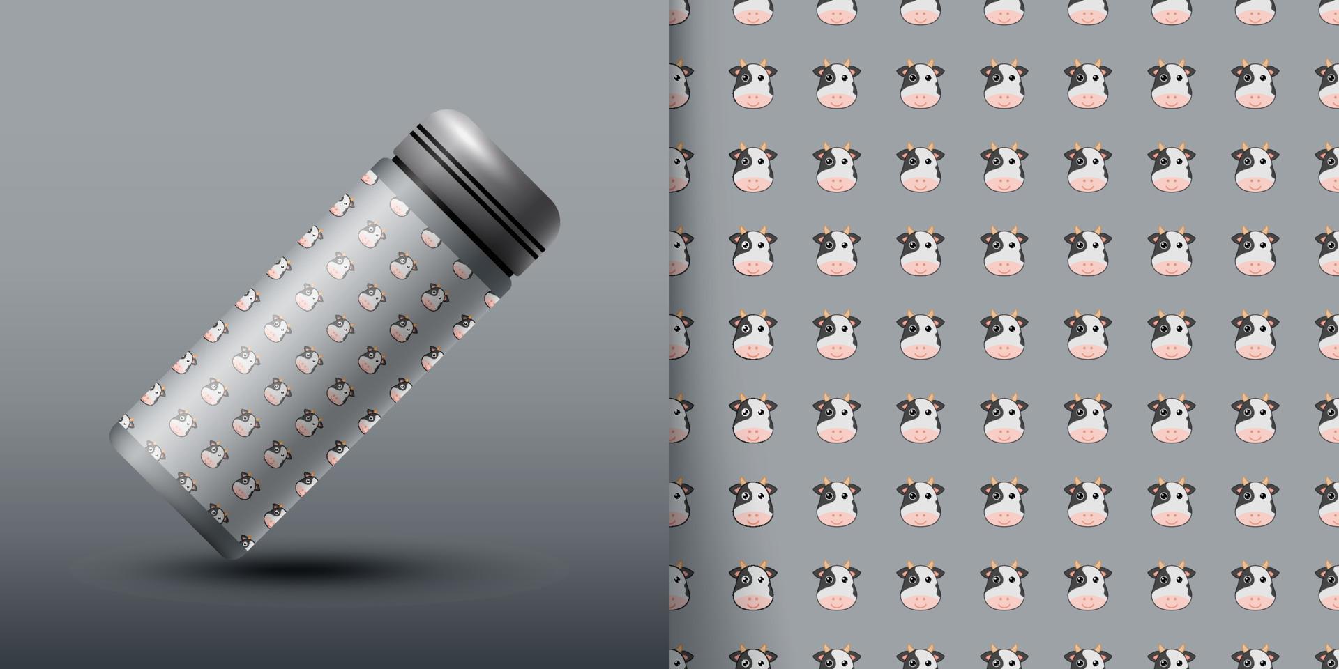 Cow seamless pattern with bottle vector