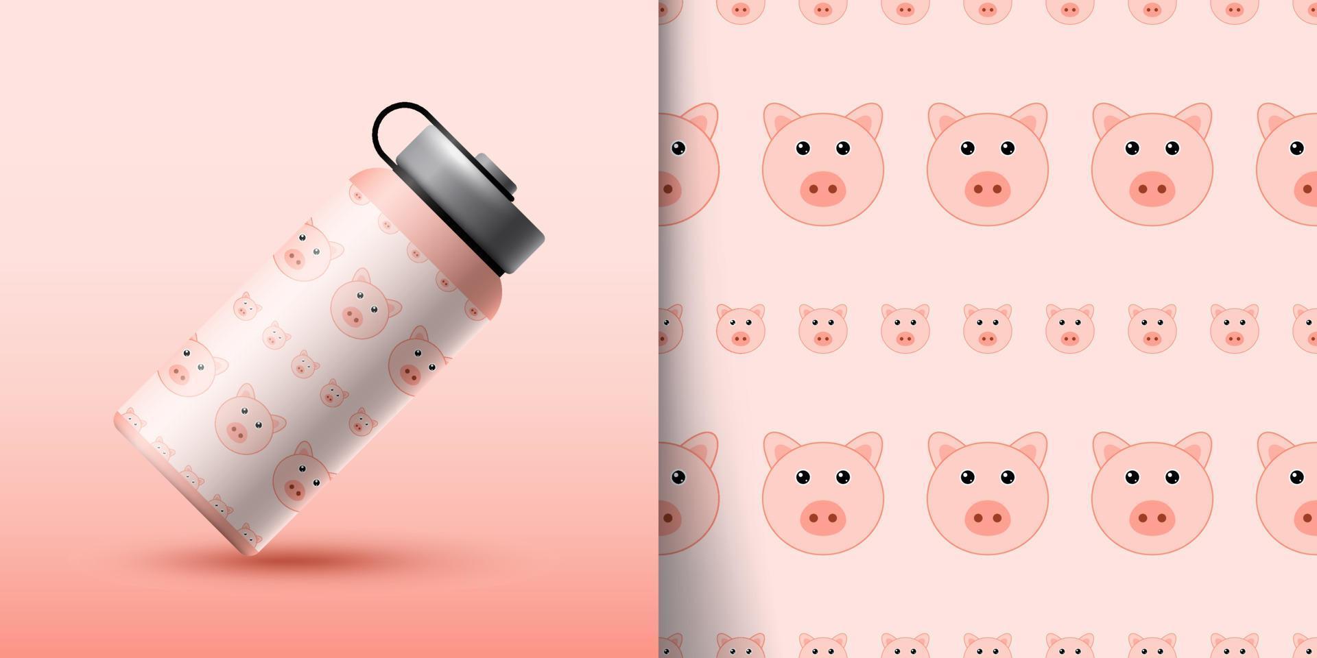 Pig seamless pattern with bottle vector