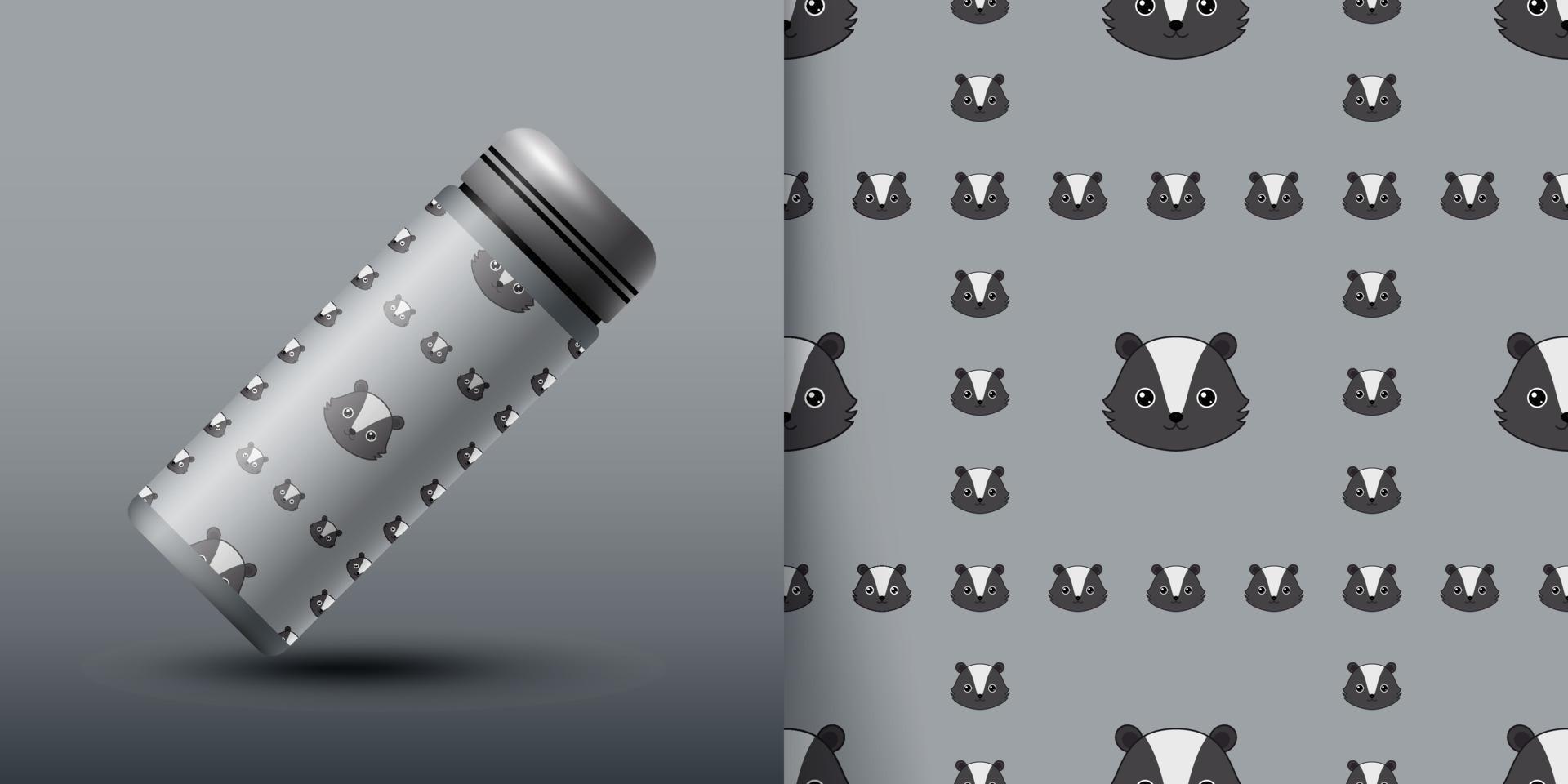 Skunk seamless pattern with bottle vector