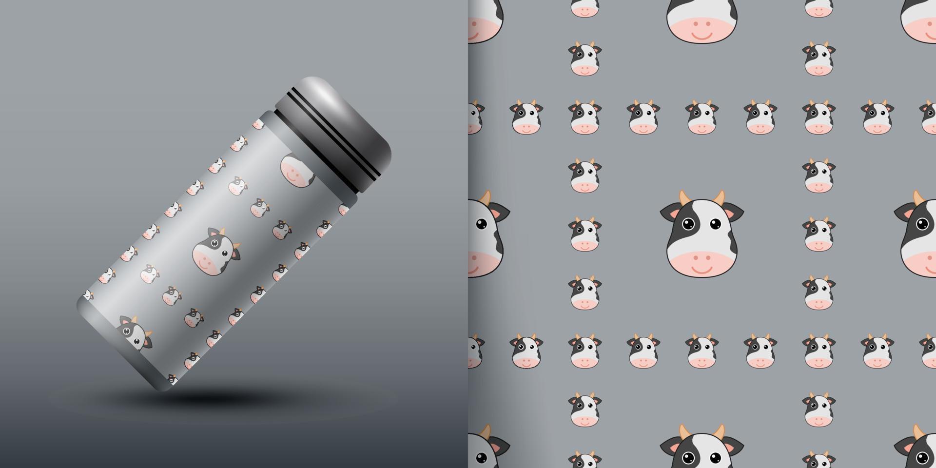 Cow seamless pattern with bottle vector