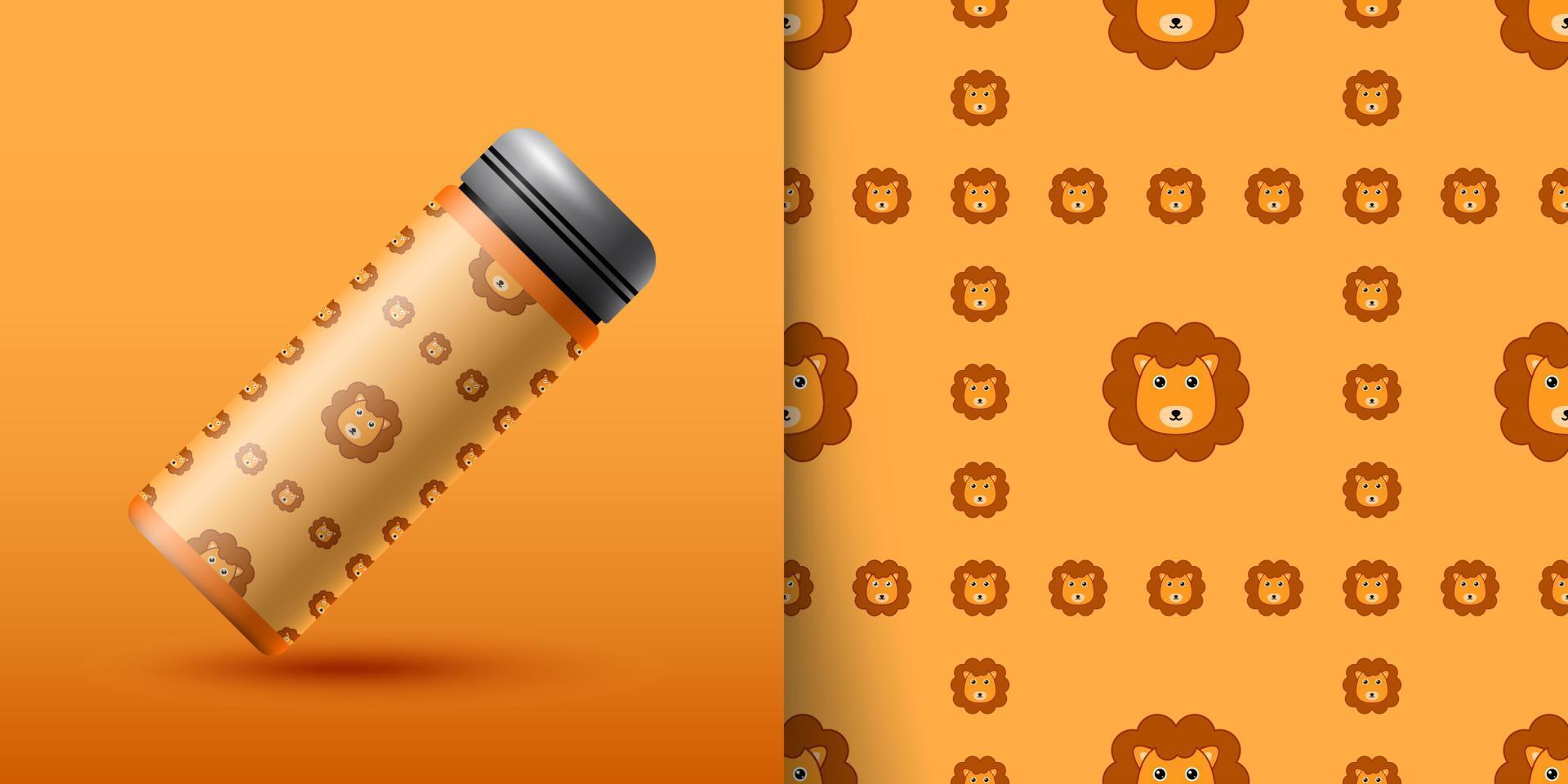 Lion seamless pattern with bottle vector