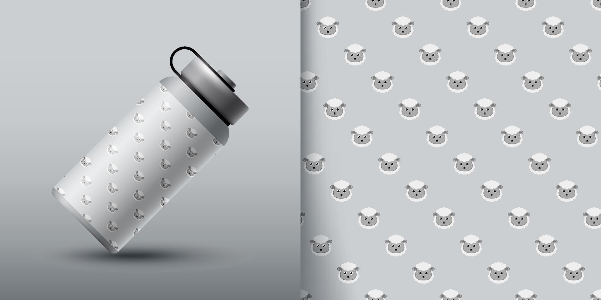 Sheep seamless pattern with bottle vector