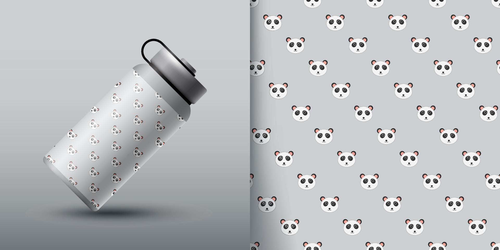 Panda seamless pattern with bottle vector