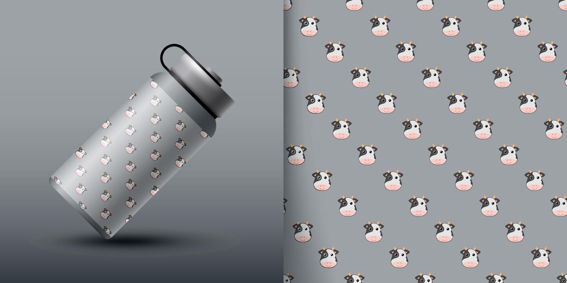 Cow seamless pattern with bottle vector