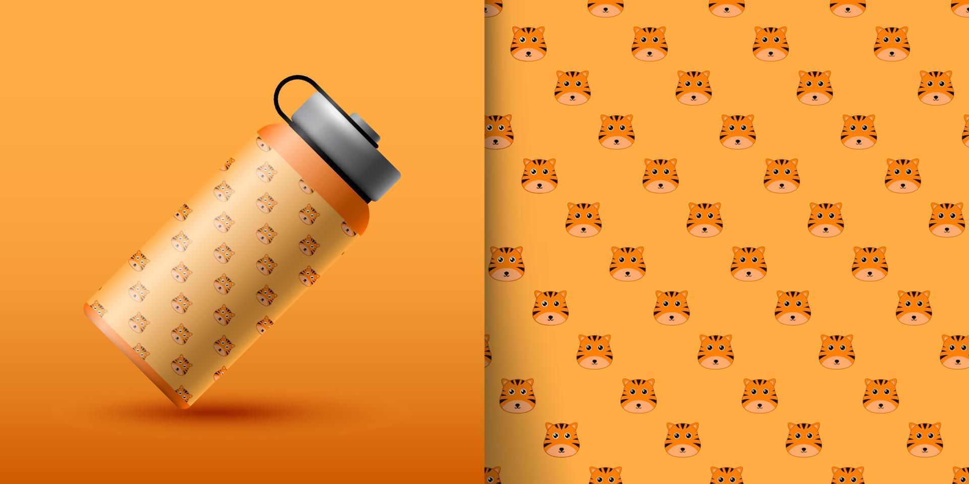 Tiger seamless pattern with bottle vector