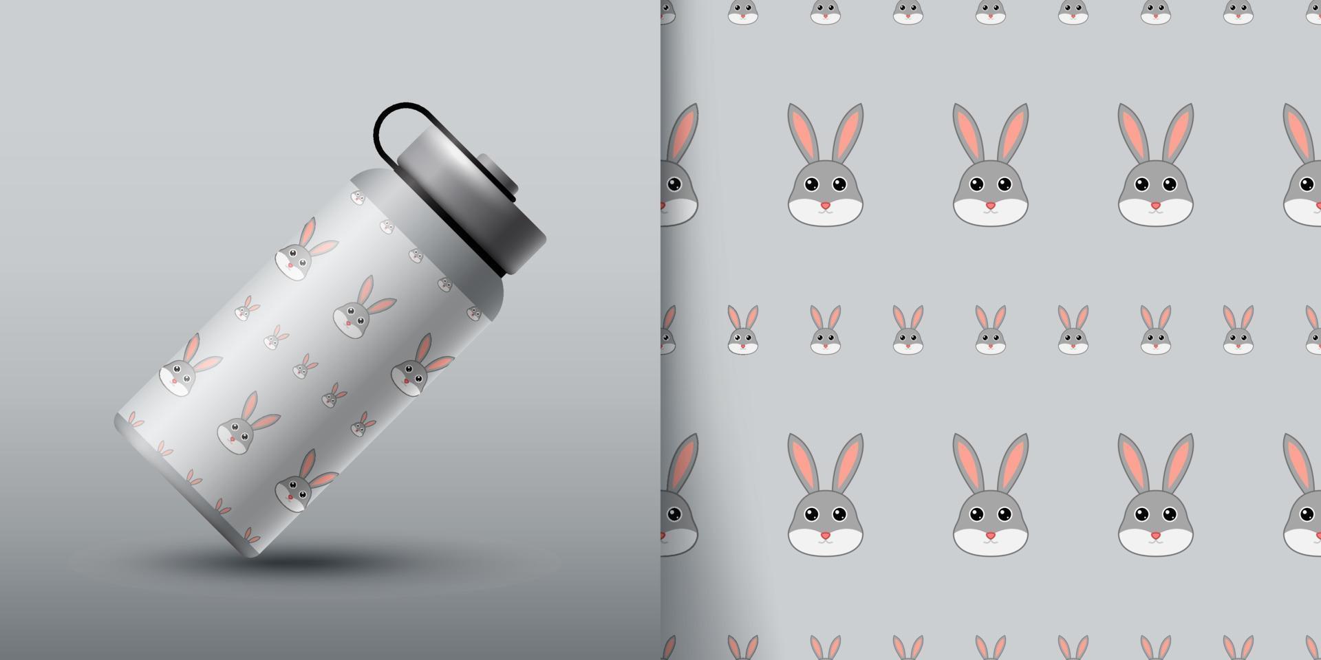 Rabbit seamless pattern with bottle vector