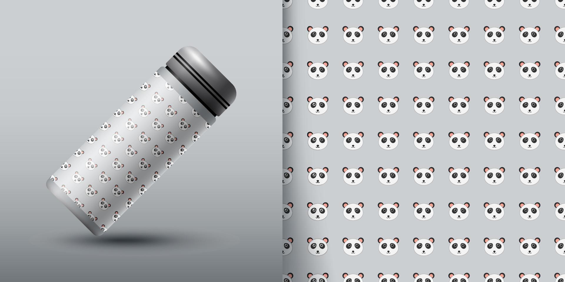 Panda seamless pattern with bottle vector