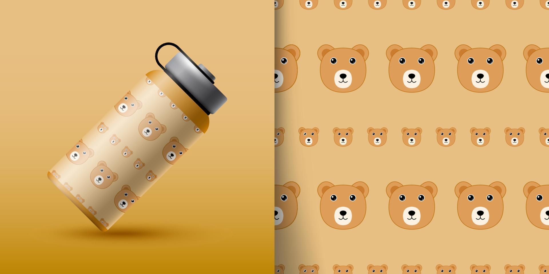 Bear seamless pattern with bottle vector