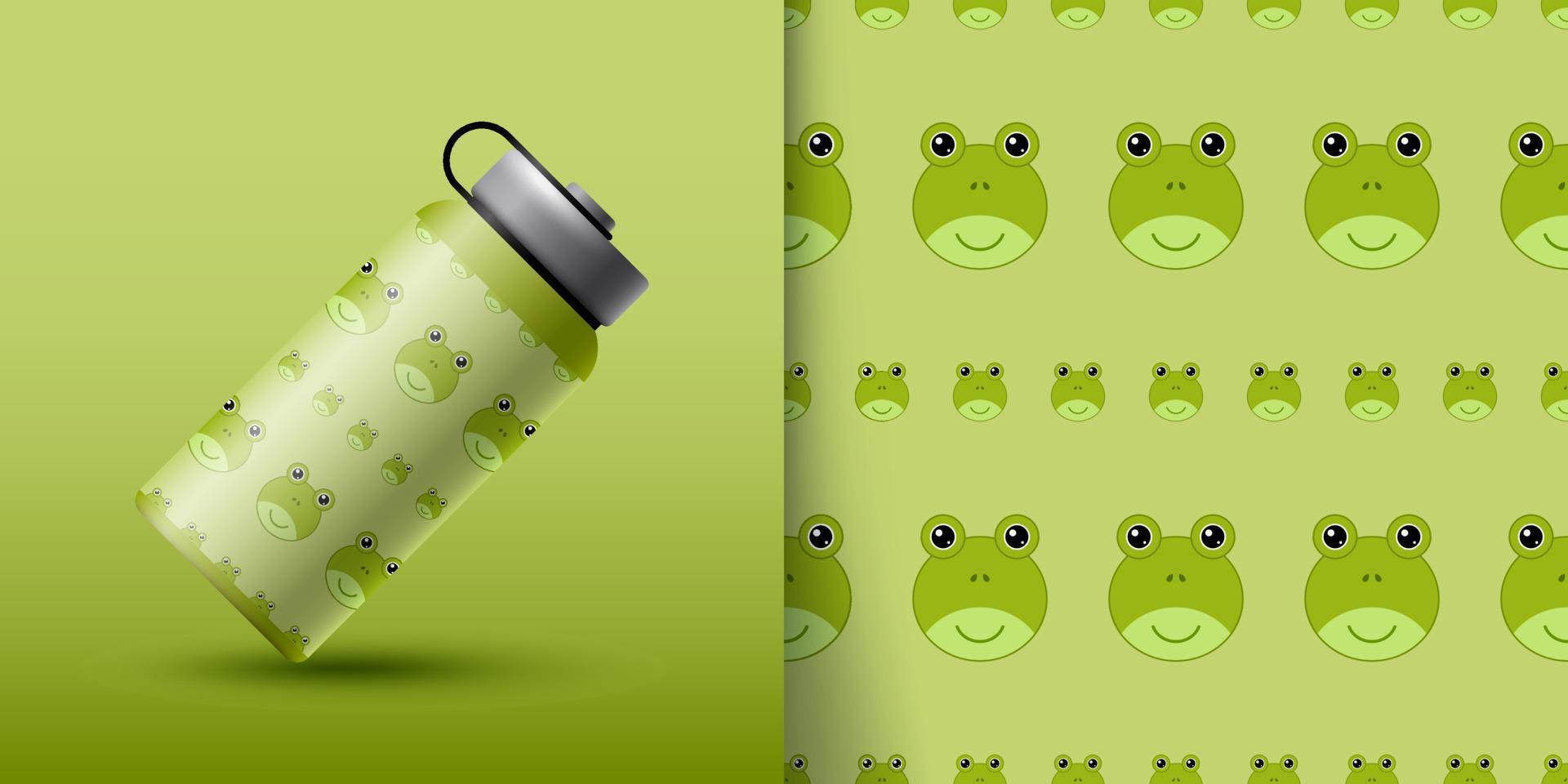 Frog seamless pattern with bottle vector