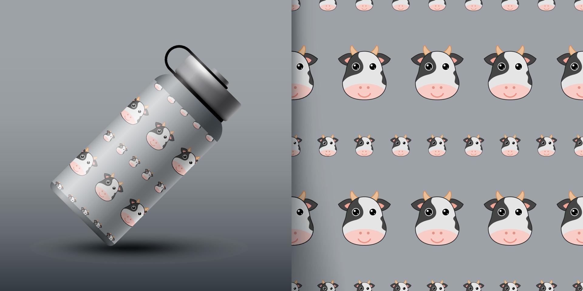 Cow seamless pattern with bottle vector