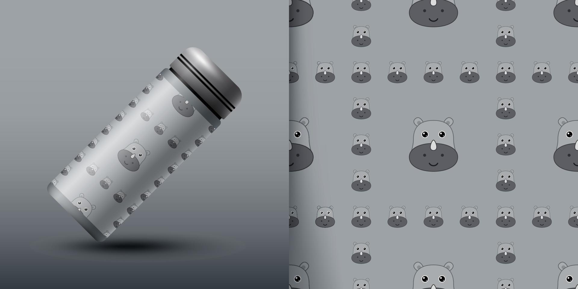 Rhinoceros seamless pattern with bottle vector