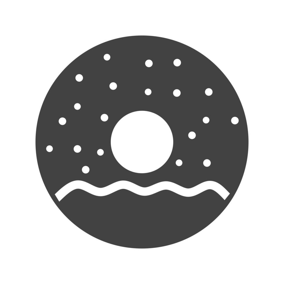 Doughnut sprinkled Glyph Black Icon vector