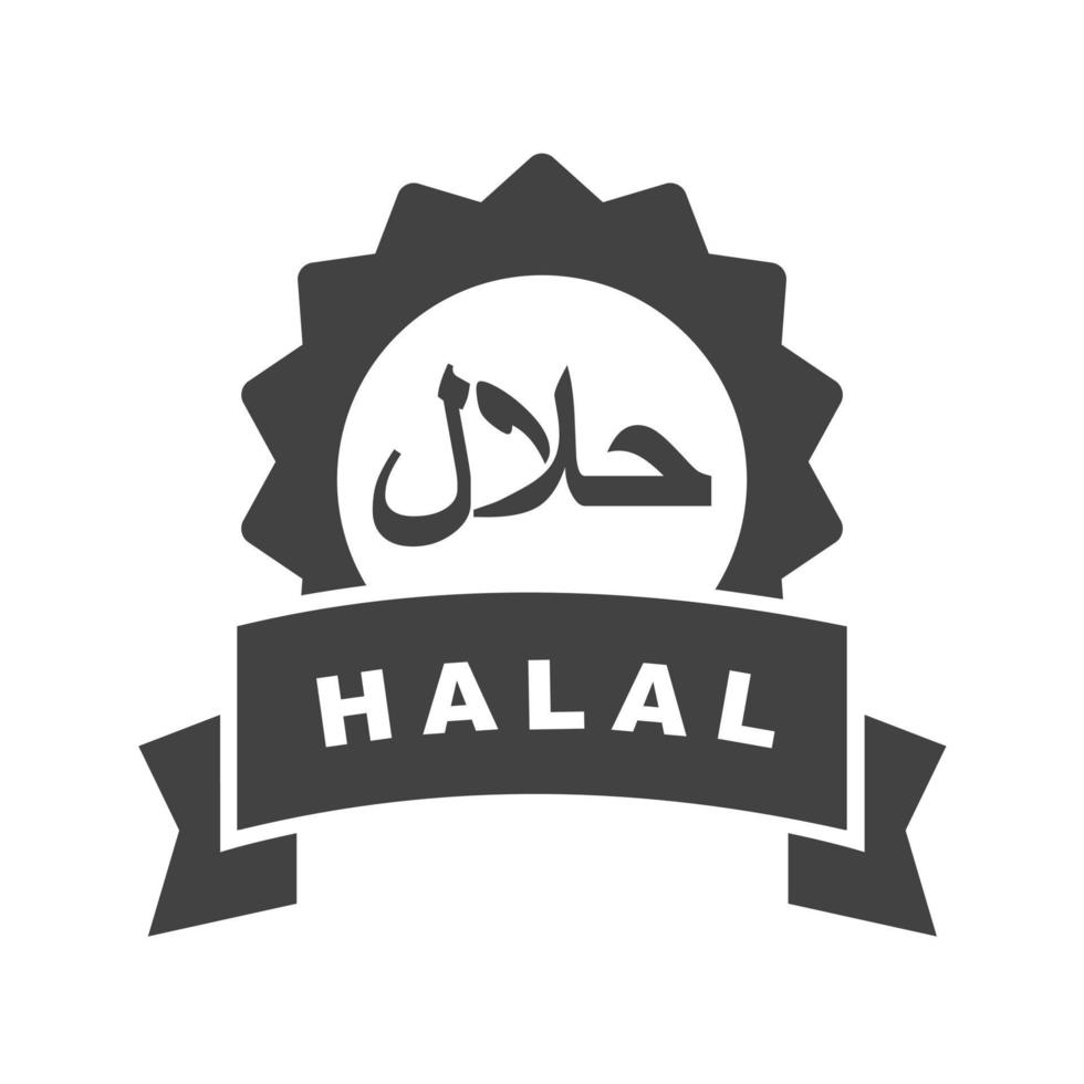 etiqueta halal glifo icono negro vector