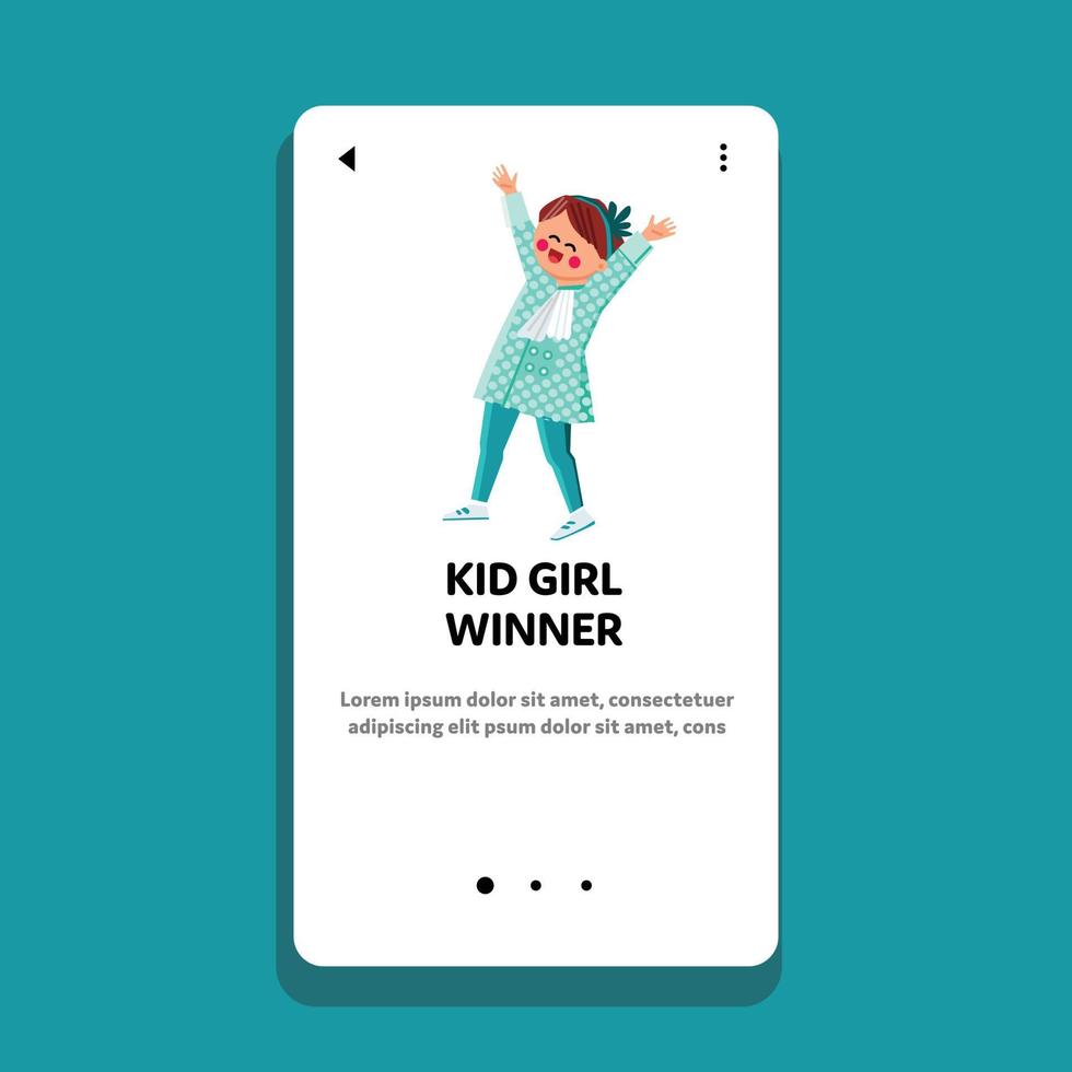 Kid Girl Winner Celebrate Victory In Game Vector