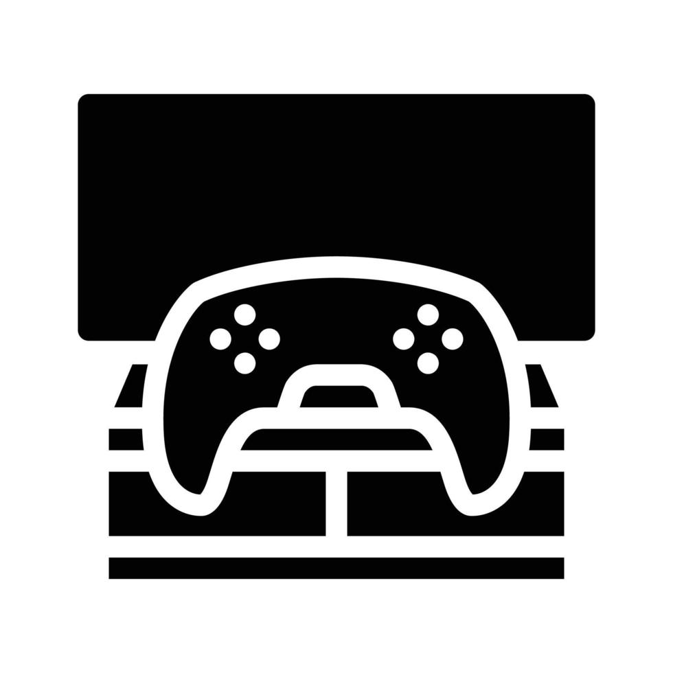 videojuegos coworking relax room glifo icono vector ilustración