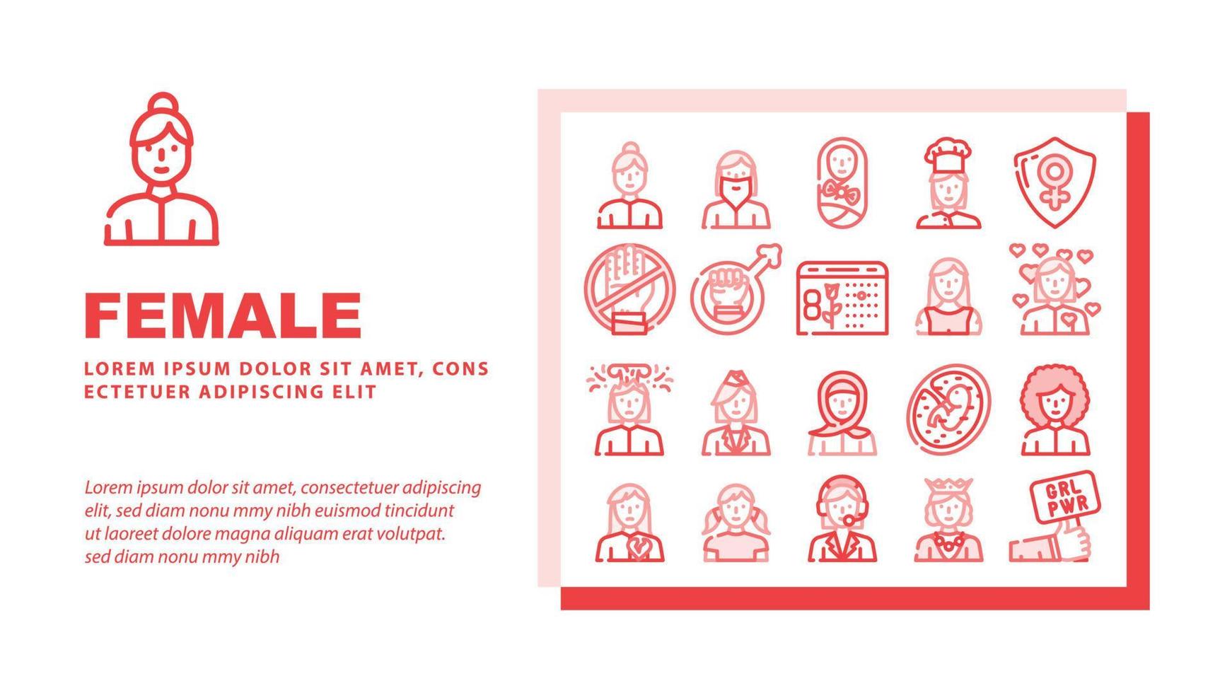 Female Occupation And Profession Landing Header Vector