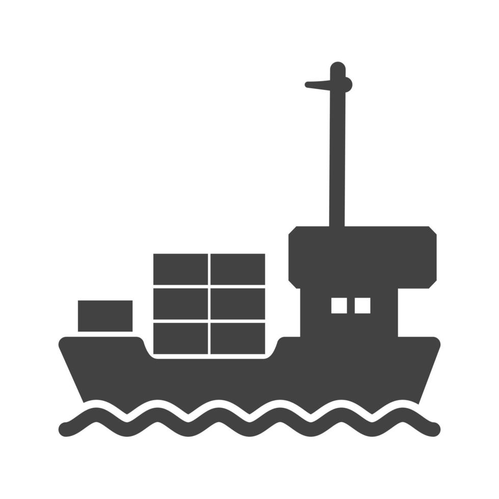 Cargo Ship II Glyph Black Icon vector