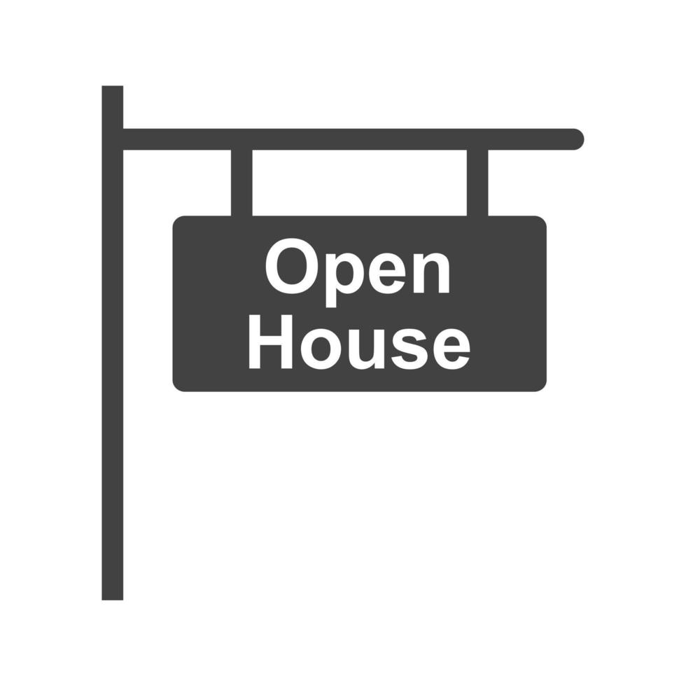 Open House Sign Glyph Black Icon vector