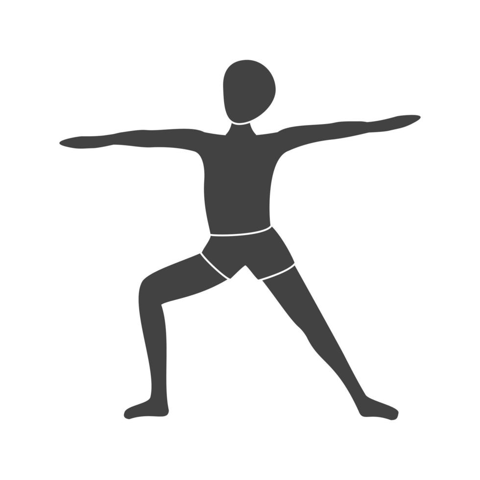 Warrior Pose Right Glyph Black Icon vector