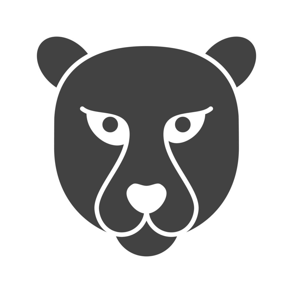 Cheetah Face Glyph Black Icon vector