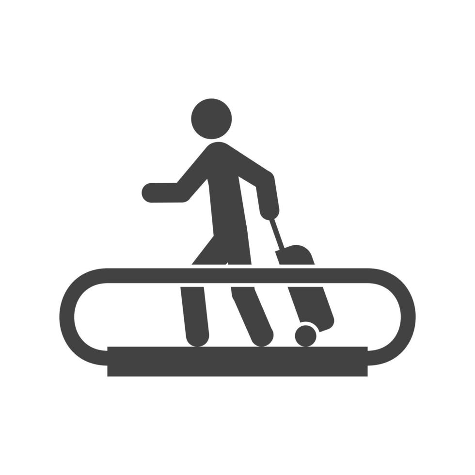 Horizontal Escalator Glyph Black Icon vector