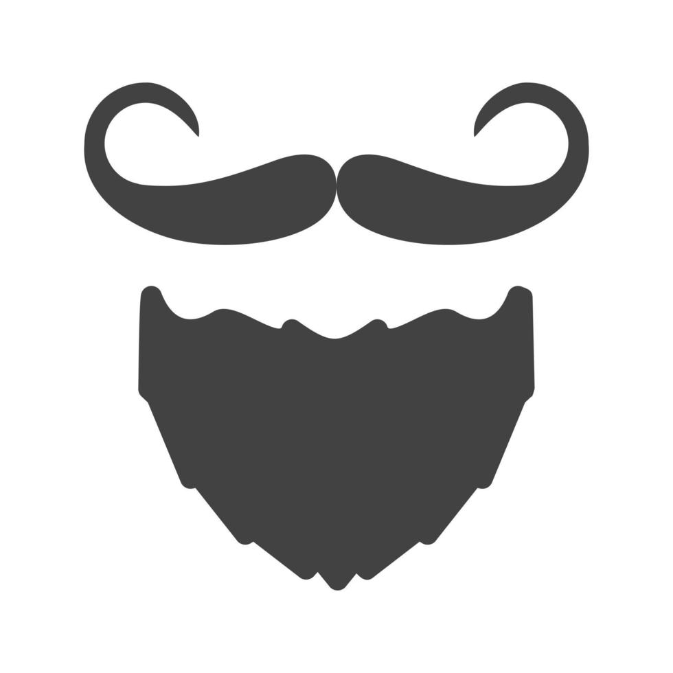 barba y bigote i glifo icono negro vector