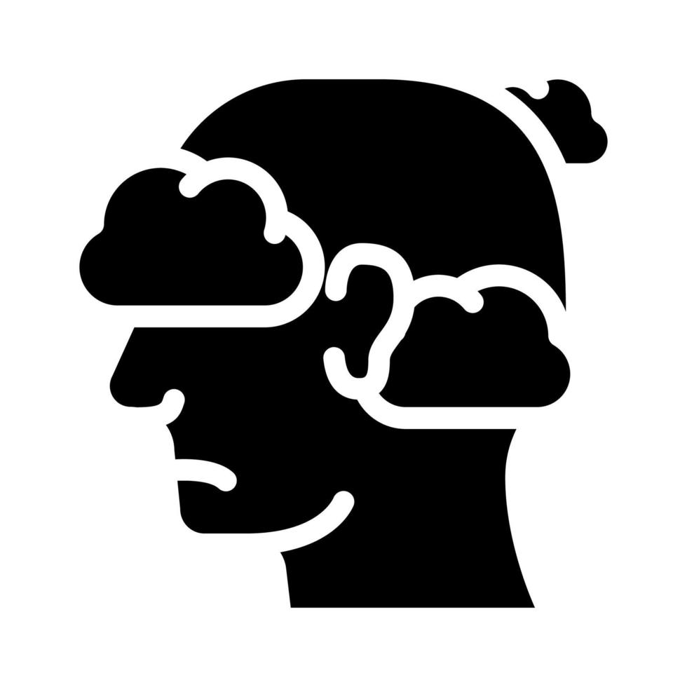 fly in clouds neurosis glyph icon vector illustration