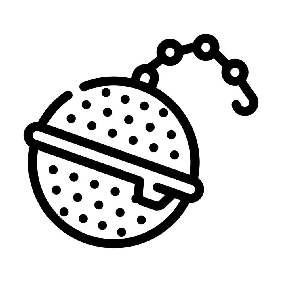 strainer on chain tea line icon vector illustration