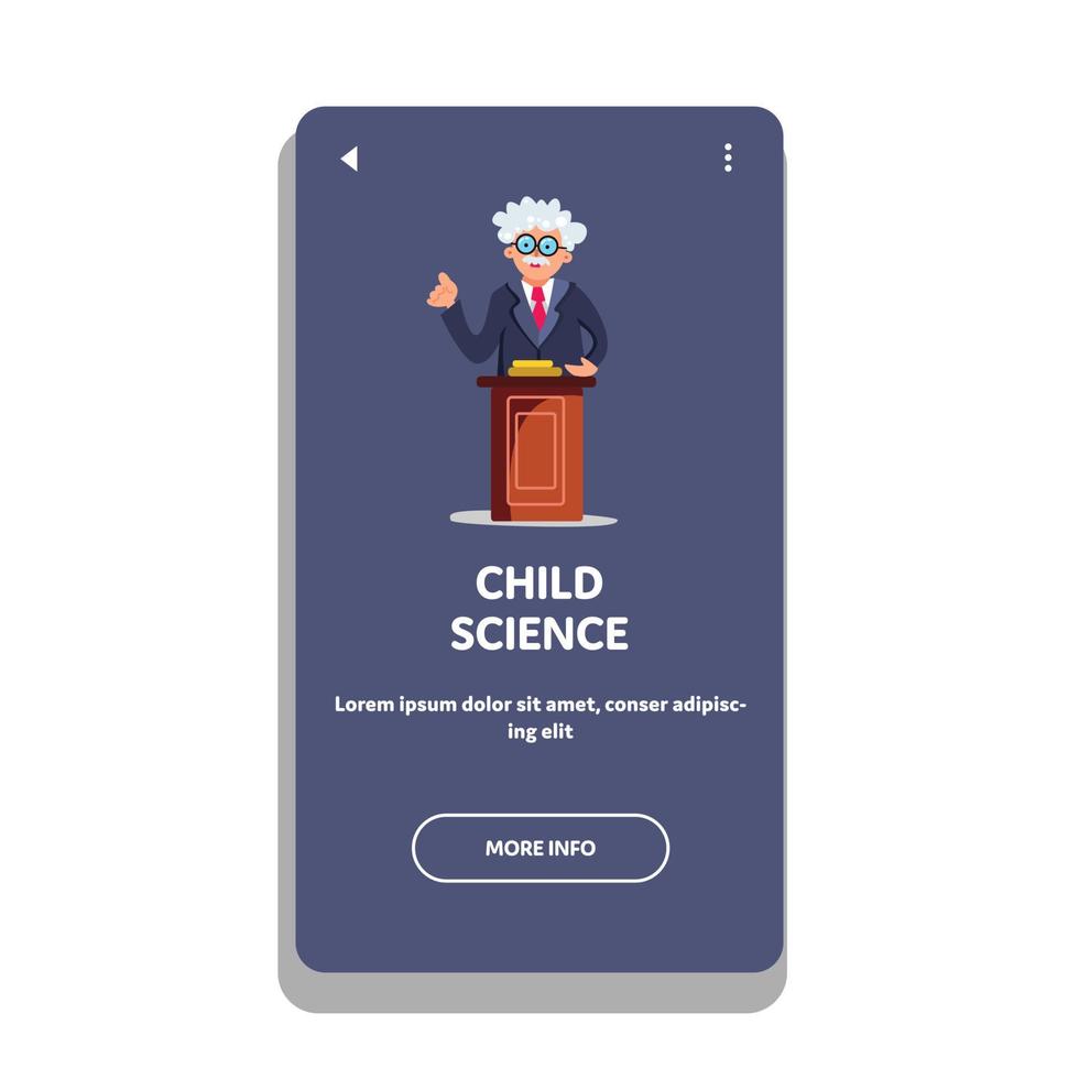 Child Science Teaching Professor On Tribune Vector