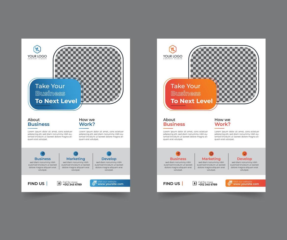 Business flyer design corporate flyer template geometric shape poster design brochure gradient abstract magazine background space for photo in A5 size vector