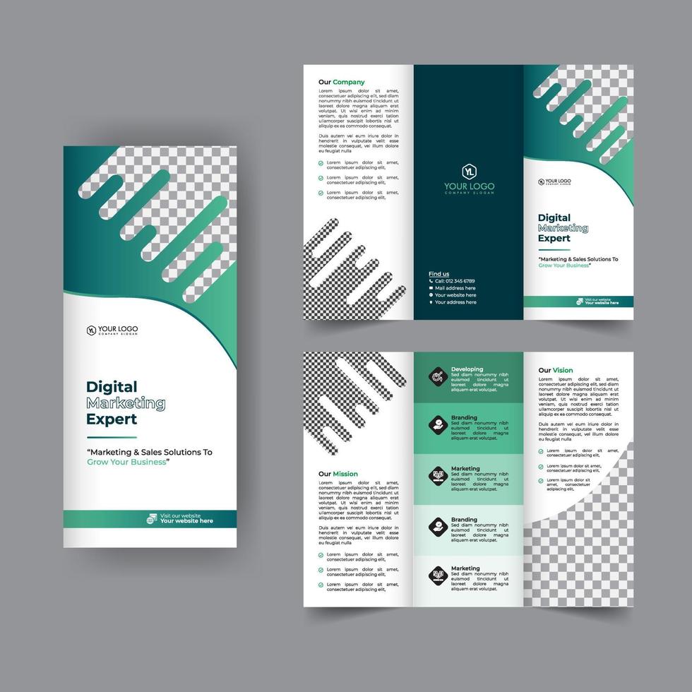 Business trifold brochure annual report cover, digital marketing tri fold corporate brochure cover or flyer design. Leaflet presentation. Catalog with Abstract geometric background. Modern template. vector